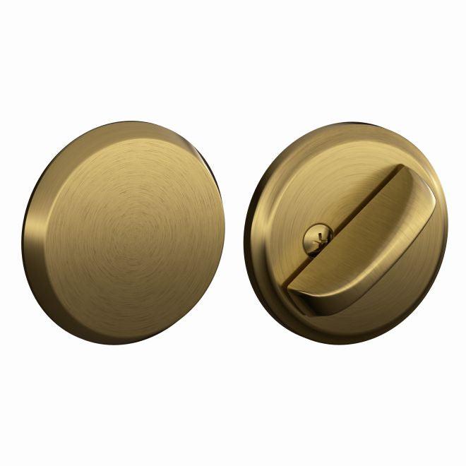 Schlage One Sided Deadbolt With Exterior Plate in Antique Brass finish