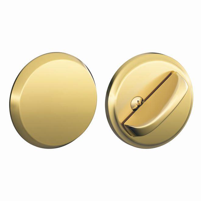 Schlage One Sided Deadbolt With Exterior Plate in Lifetime Brass finish