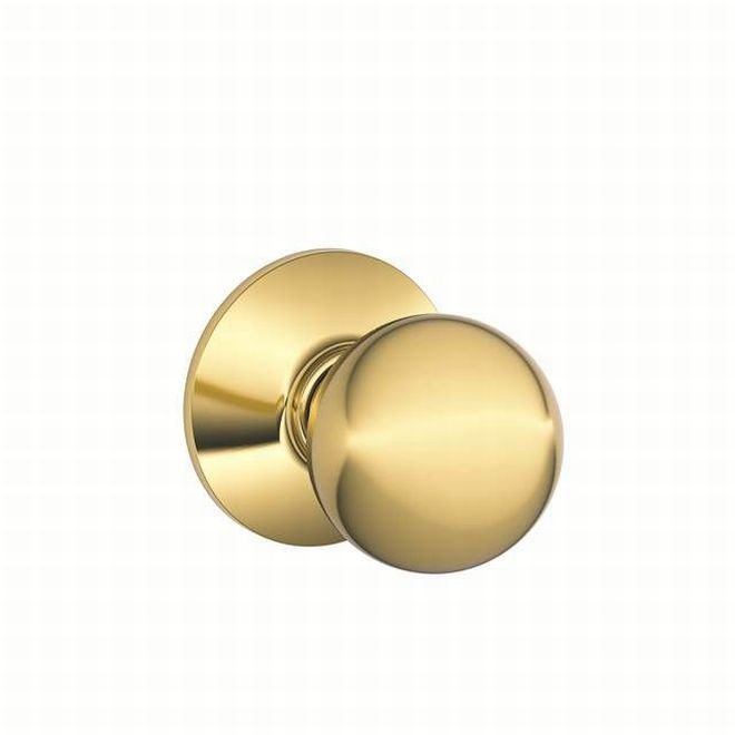 Schlage Orbit Passage Knob in Bright Brass finish