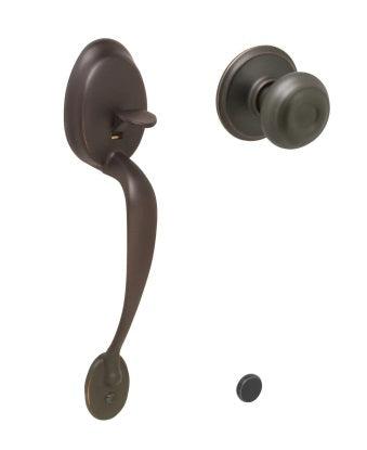 Schlage Plymouth Bottom Half Handleset With Georgian Knob in Aged Bronze finish