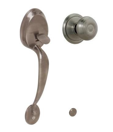 Schlage Plymouth Bottom Half Handleset With Georgian Knob in Antique Pewter finish