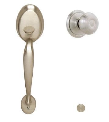 Schlage Plymouth Bottom Half Handleset With Georgian Knob in Satin Nickel finish