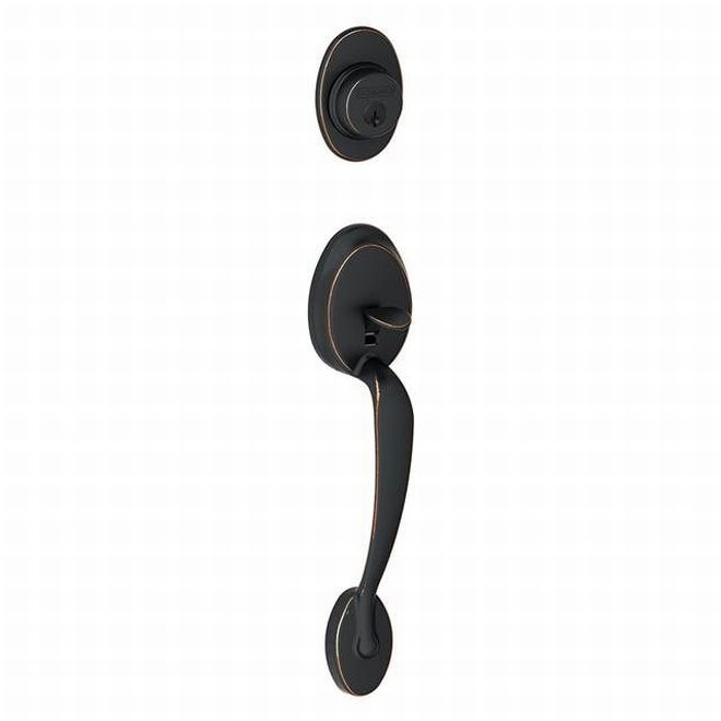 Schlage Plymouth Dummy Exterior Handleset Only - Interior Trim Sold Separately in Aged Bronze finish