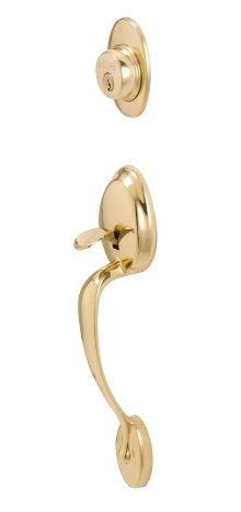 Schlage Plymouth Dummy Exterior Handleset Only - Interior Trim Sold Separately in Bright Brass finish