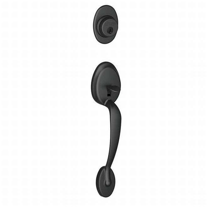 Schlage Plymouth Dummy Exterior Handleset Only - Interior Trim Sold Separately in Flat Black finish