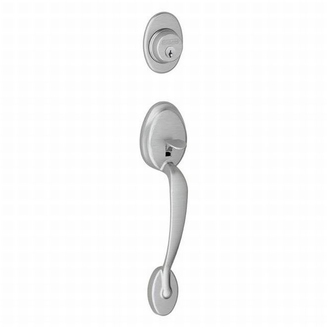 Schlage Plymouth Dummy Exterior Handleset Only - Interior Trim Sold Separately in Satin Chrome finish