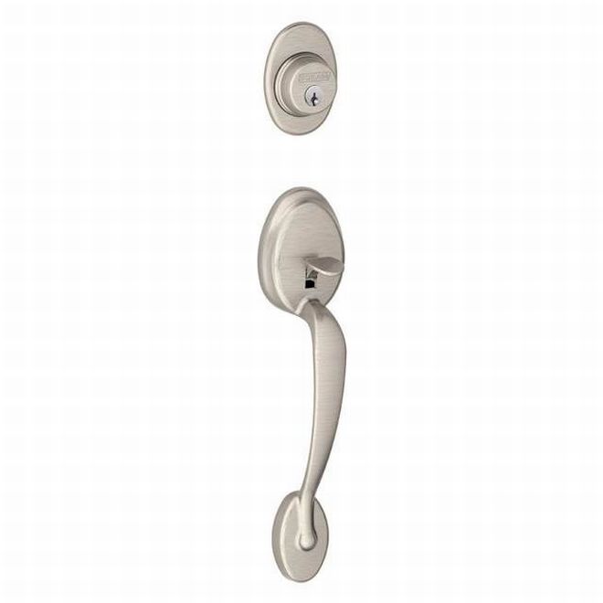 Schlage Plymouth Dummy Exterior Handleset Only - Interior Trim Sold Separately in Satin Nickel finish