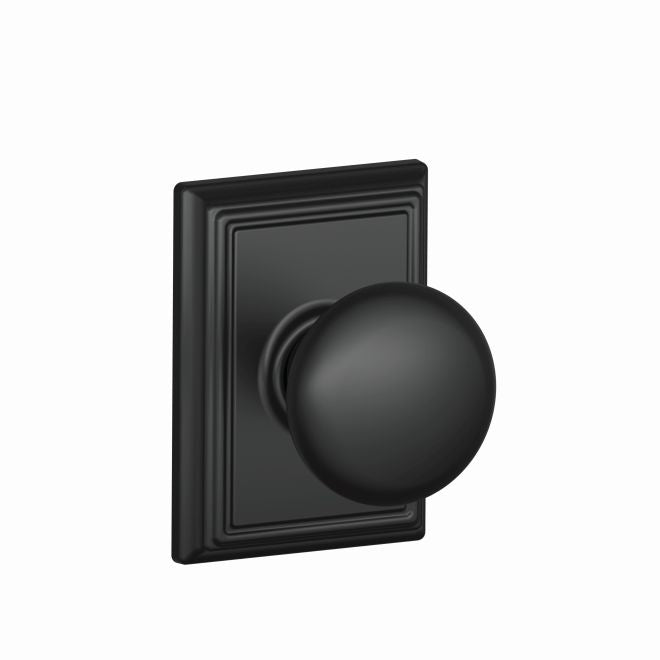 Schlage Plymouth Passage Knob With Addison Rosette in Flat Black finish