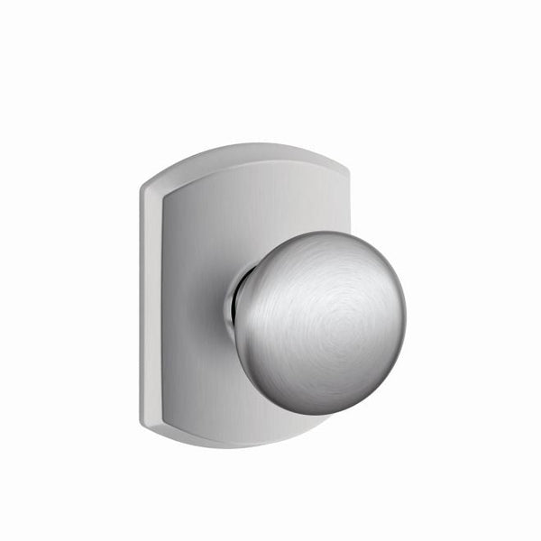 Schlage Plymouth Passage Knob With Greenwich Rosette in Satin Chrome finish