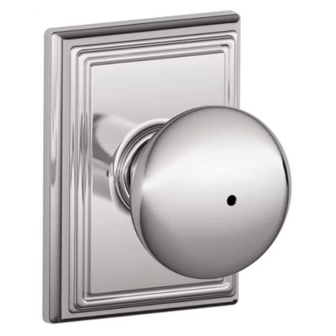 Schlage Plymouth Privacy Knob With Addison Rosette in Bright Chrome finish