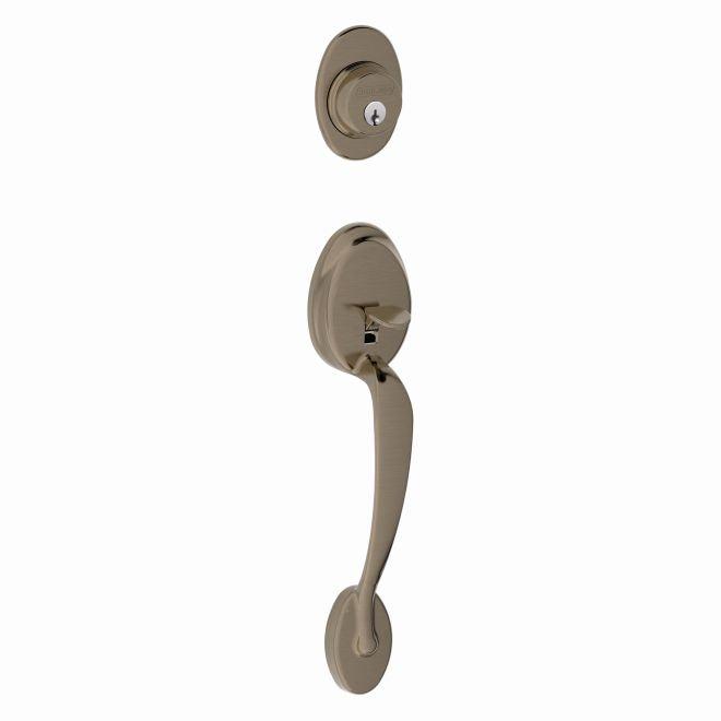 Schlage Plymouth Single Cylinder Exterior Active Handleset Only - Interior Trim Sold Separately in Antique Pewter finish