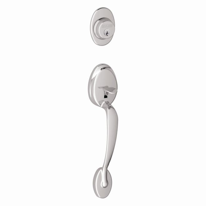 Schlage Plymouth Single Cylinder Exterior Active Handleset Only - Interior Trim Sold Separately in Bright Chrome finish