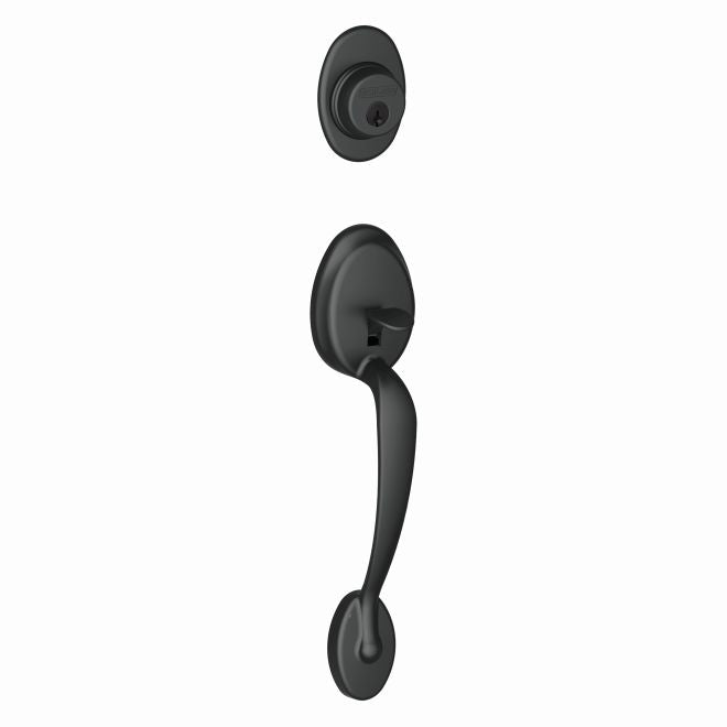 Schlage Plymouth Single Cylinder Exterior Active Handleset Only - Interior Trim Sold Separately in Flat Black finish