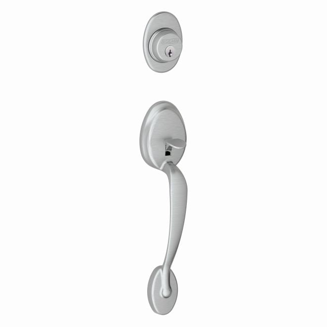 Schlage Plymouth Single Cylinder Exterior Active Handleset Only - Interior Trim Sold Separately in Satin Chrome finish