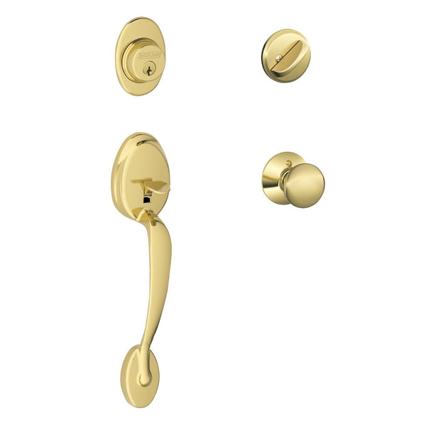Schlage Plymouth Single Cylinder Handleset with Plymouth Knob in Lifetime Brass finish