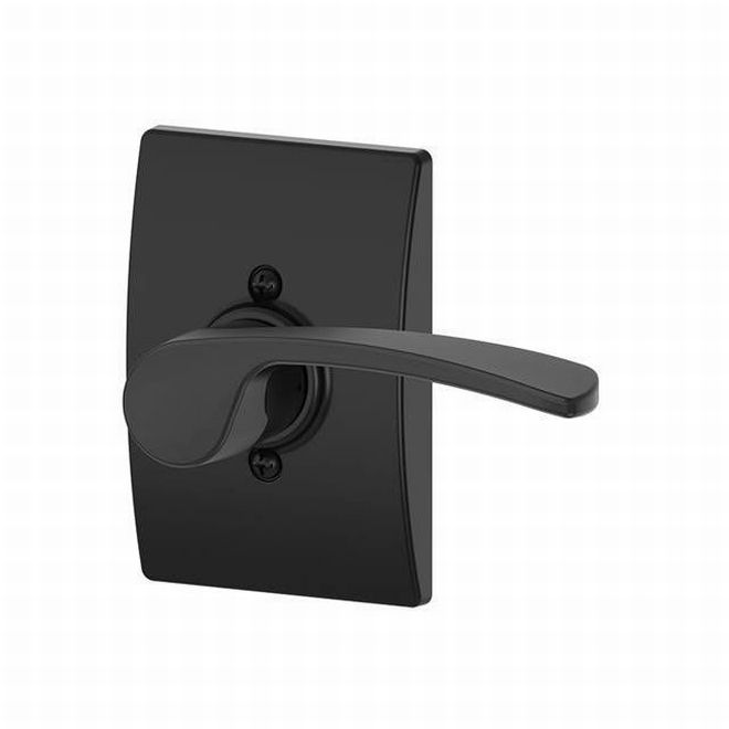 Schlage Residential Right Hand Merano Lever With Century Rosette Half Dummy in Flat Black finish