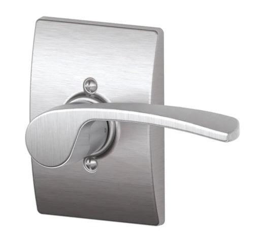 Schlage Residential Right Hand Merano Lever With Century Rosette Half Dummy in Satin Chrome finish