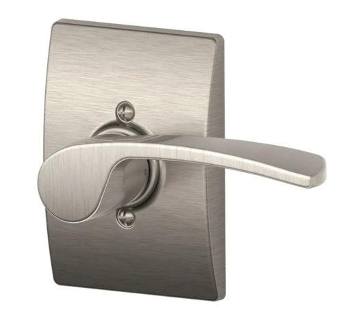 Schlage Residential Right Hand Merano Lever With Century Rosette Half Dummy in Satin Nickel finish