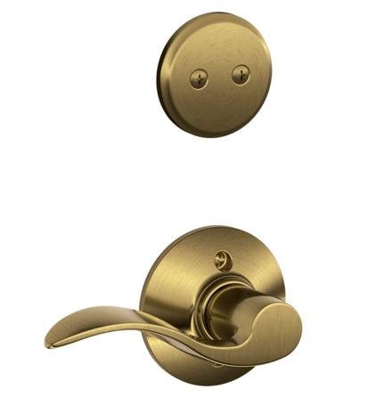 Schlage Right Hand Accent Dummy Lever Interior Trim - Exterior Handleset Sold Separately in Antique Brass finish