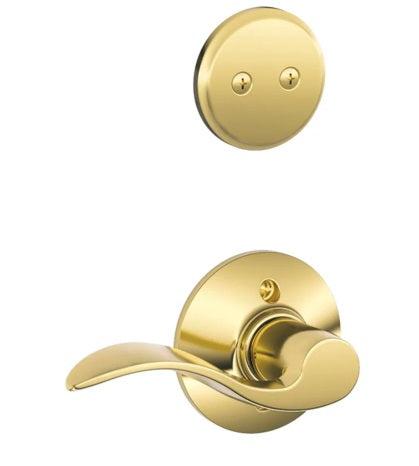 Schlage Right Hand Accent Dummy Lever Interior Trim - Exterior Handleset Sold Separately in Bright Brass finish