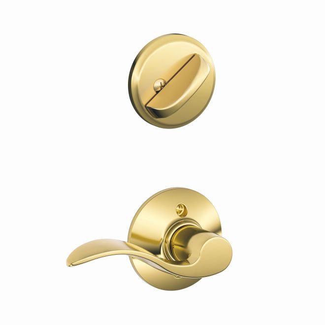 Schlage Right Hand Accent Lever Interior Active Trim - Exterior Handleset Sold Separately in Bright Brass finish