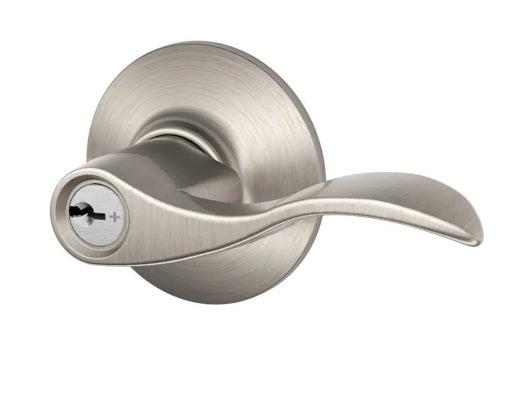 Schlage Right Hand Accent Lever Storeroom Lock in Satin Nickel finish