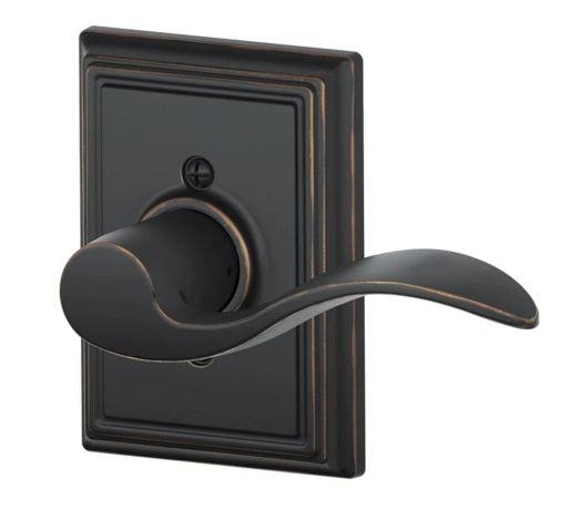 Schlage Right Hand Accent Lever With Addison Rosette Half Dummy in Aged Bronze finish