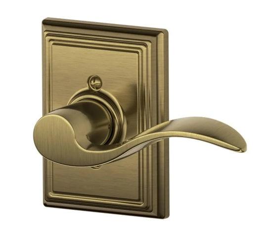 Schlage Right Hand Accent Lever With Addison Rosette Half Dummy in Antique Brass finish