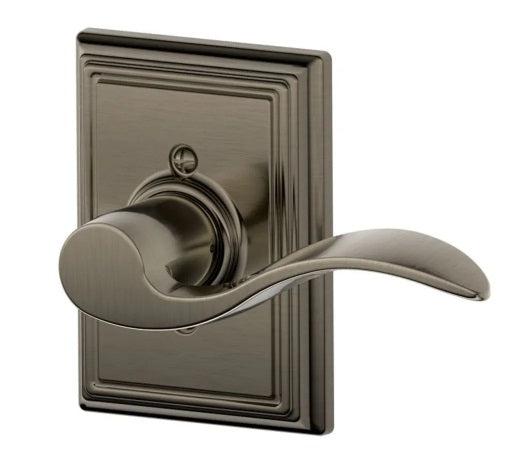 Schlage Right Hand Accent Lever With Addison Rosette Half Dummy in Antique Pewter finish