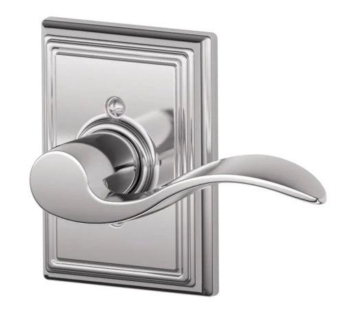 Schlage Right Hand Accent Lever With Addison Rosette Half Dummy in Bright Chrome finish