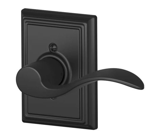 Schlage Right Hand Accent Lever With Addison Rosette Half Dummy in Flat Black finish