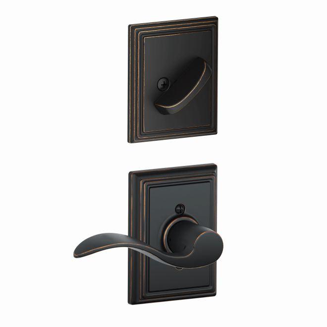 Schlage Right Hand Accent Lever With Addison Rosette Interior Active Trim - Exterior Handleset Sold Separately in Aged Bronze finish