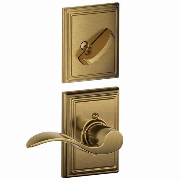 Schlage Right Hand Accent Lever With Addison Rosette Interior Active Trim - Exterior Handleset Sold Separately in Antique Brass finish