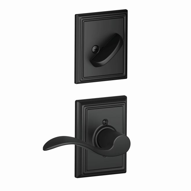 Schlage Right Hand Accent Lever With Addison Rosette Interior Active Trim - Exterior Handleset Sold Separately in Flat Black finish