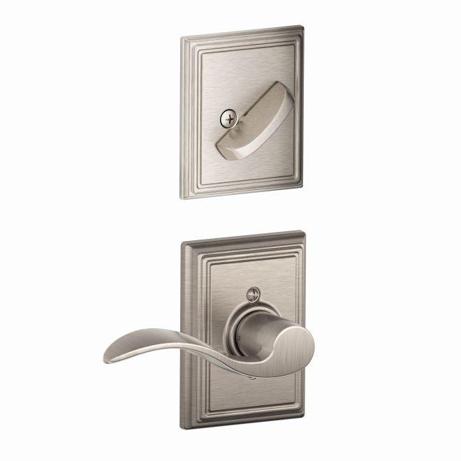 Schlage Right Hand Accent Lever With Addison Rosette Interior Active Trim - Exterior Handleset Sold Separately in Satin Nickel finish