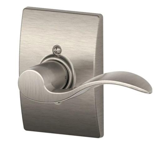 Schlage Right Hand Accent Lever With Century Rosette Half Dummy in Satin Nickel finish