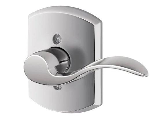 Schlage Right Hand Accent Lever With Greenwich Rosette Half Dummy in Bright Chrome finish