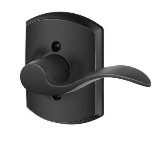 Schlage Right Hand Accent Lever With Greenwich Rosette Half Dummy in Flat Black finish