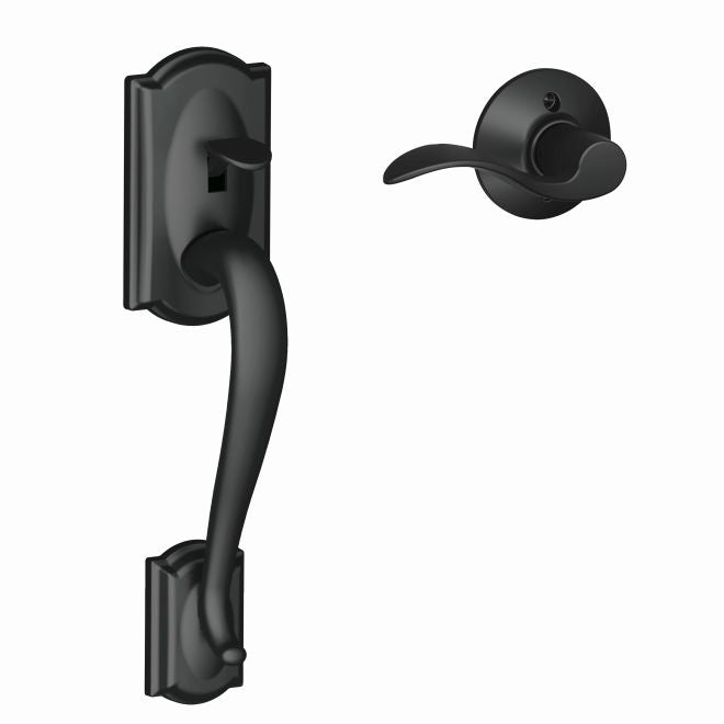 Schlage Right Hand Camelot Bottom Half Handleset With Accent Lever in Flat Black finish