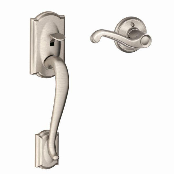 Schlage Right Hand Camelot Bottom Half Handleset With Flair Lever in Satin Nickel finish