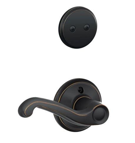 Schlage Right Hand Flair Dummy Lever Interior Trim - Exterior Handleset Sold Separately in Aged Bronze finish