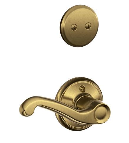 Schlage Right Hand Flair Dummy Lever Interior Trim - Exterior Handleset Sold Separately in Antique Brass finish