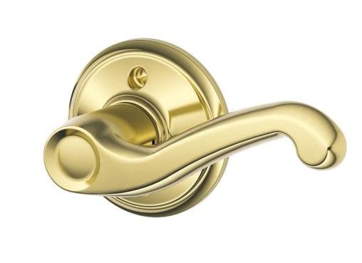 Schlage Right Hand Flair Lever Half Dummy in Bright Brass finish