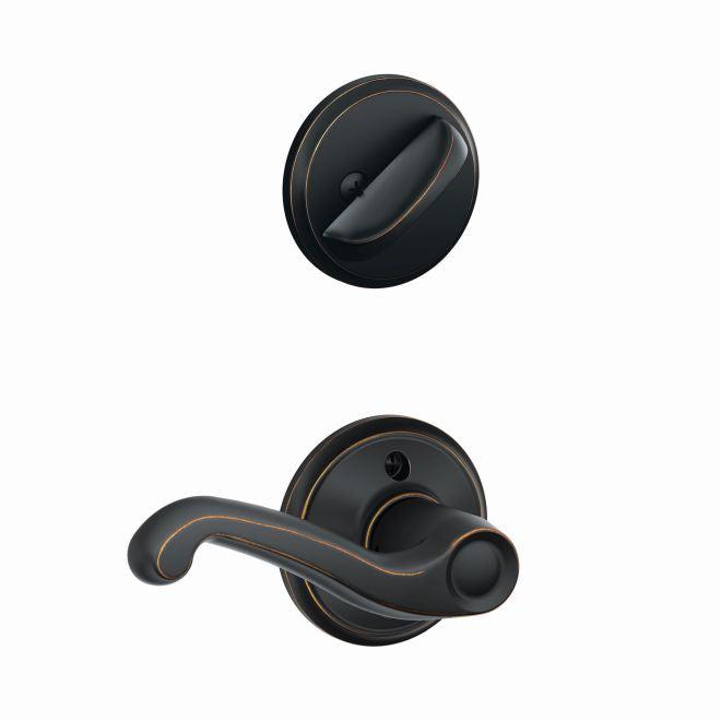 Schlage Right Hand Flair Lever Interior Active Trim - Exterior Handleset Sold Separately in Aged Bronze finish