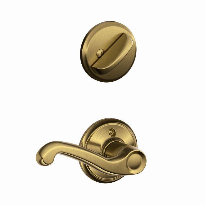 Schlage Right Hand Flair Lever Interior Active Trim - Exterior Handleset Sold Separately in Antique Brass finish