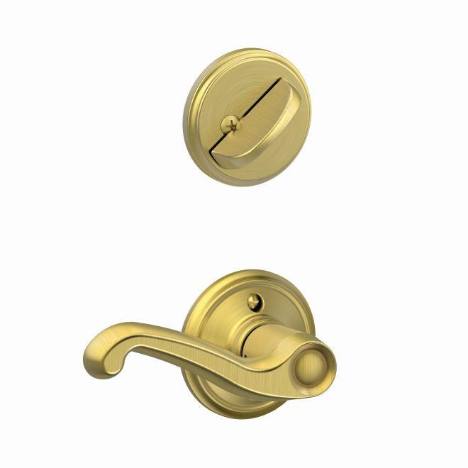 Schlage Right Hand Flair Lever Interior Active Trim - Exterior Handleset Sold Separately in Satin Brass finish