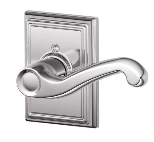 Schlage Right Hand Flair Lever With Addison Rosette Half Dummy in Bright Chrome finish