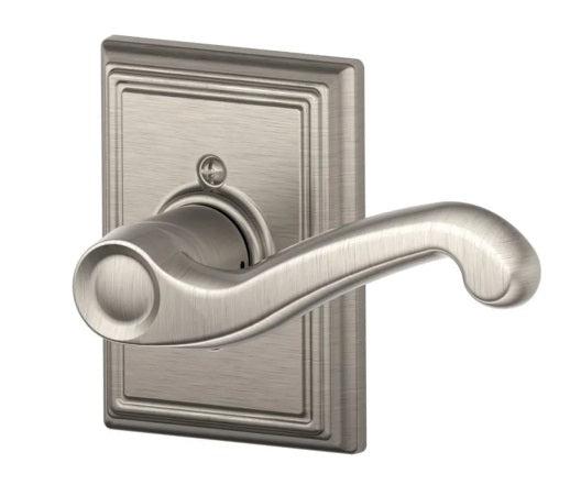 Schlage Right Hand Flair Lever With Addison Rosette Half Dummy in Satin Nickel finish