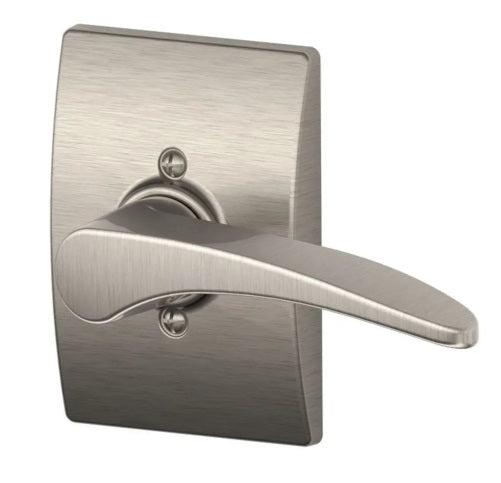 Schlage Right Hand Manhattan Lever With Century Rosette Half Dummy in Satin Nickel finish