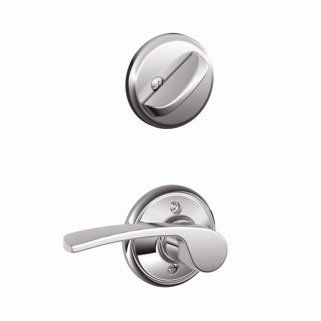 Schlage Right Hand Merano Lever Interior Active Trim - Exterior Handleset Sold Separately in Bright Chrome finish